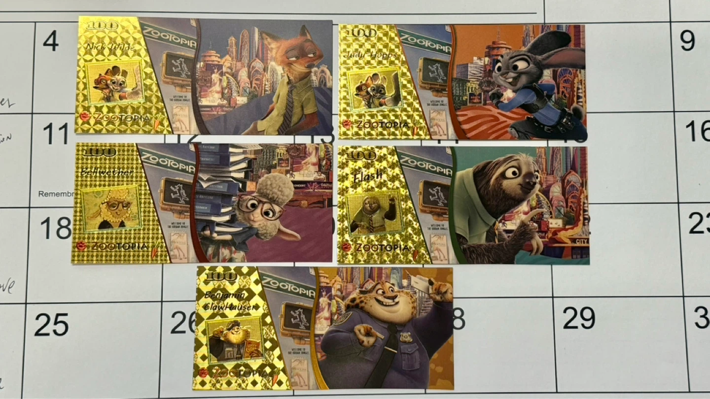 Zootopia collectible Gold Foil notes set of 5 - photo 2