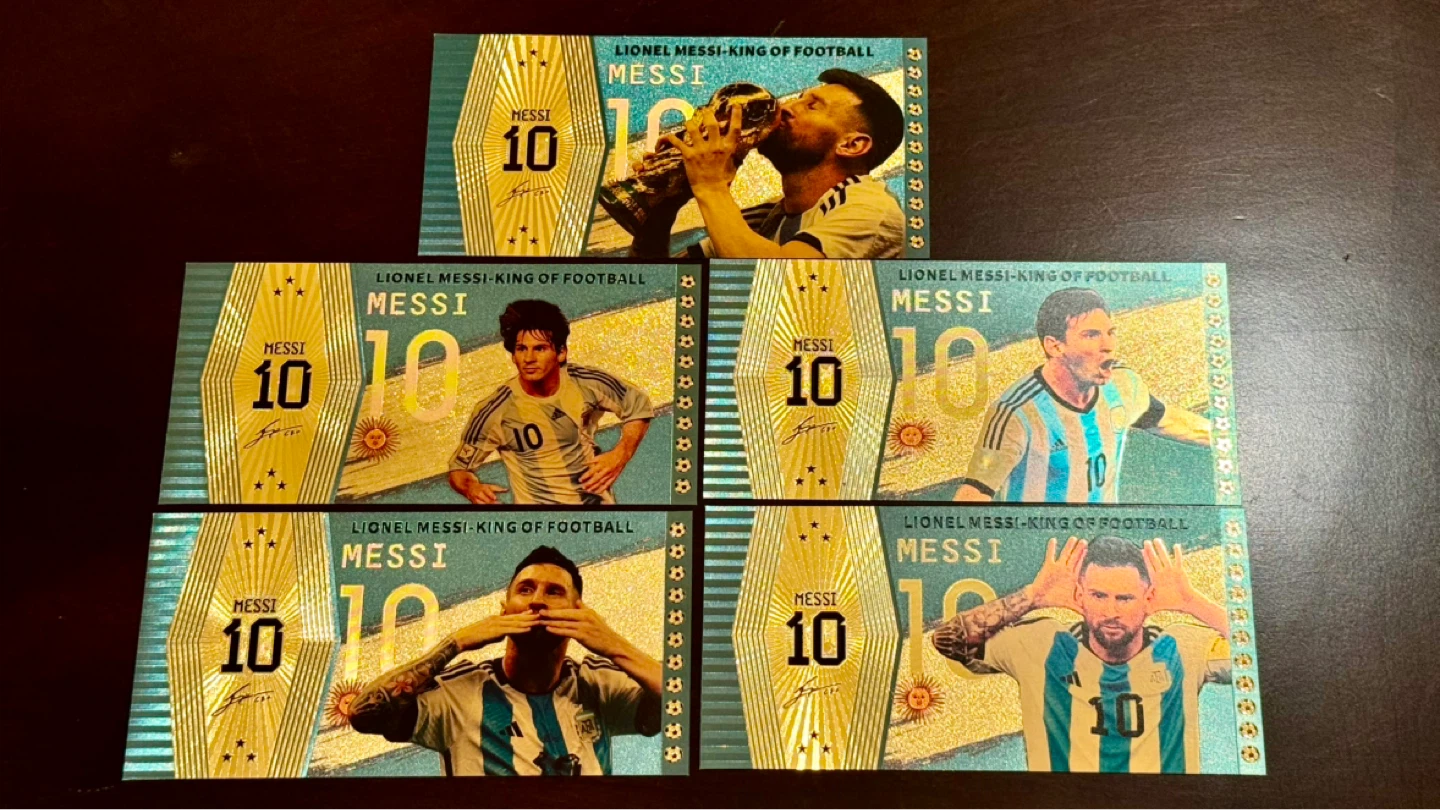 Mbappe & Messi Commemorative Gold Banknotes