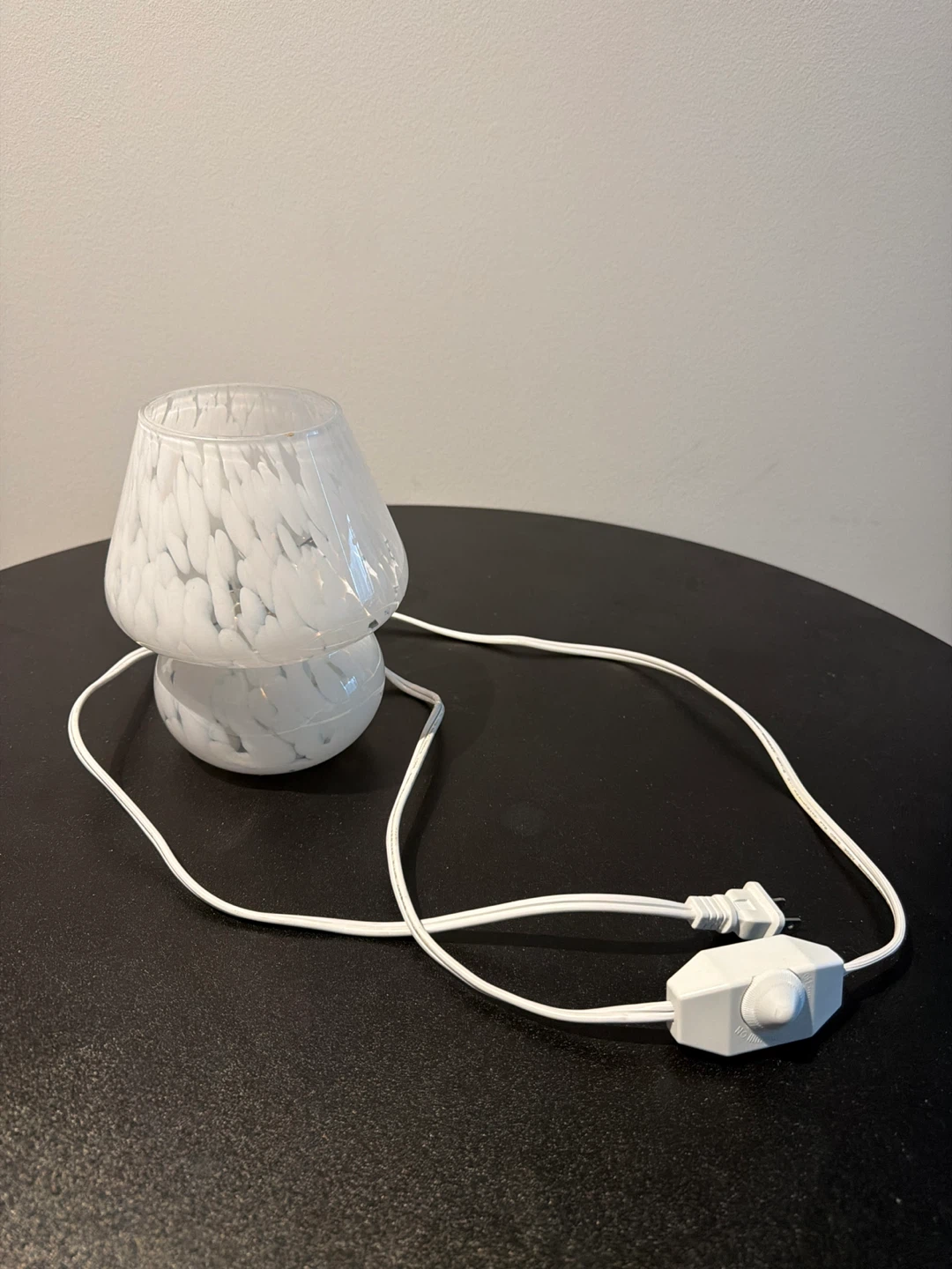 Dining Table and Mushroom Lamp with White Swirl Glass - photo 2