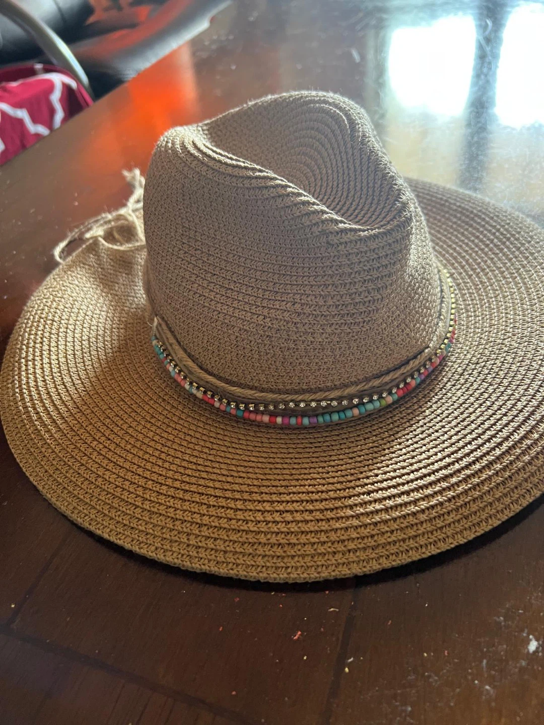 Woven Sun Hat with Beaded Band - photo 2