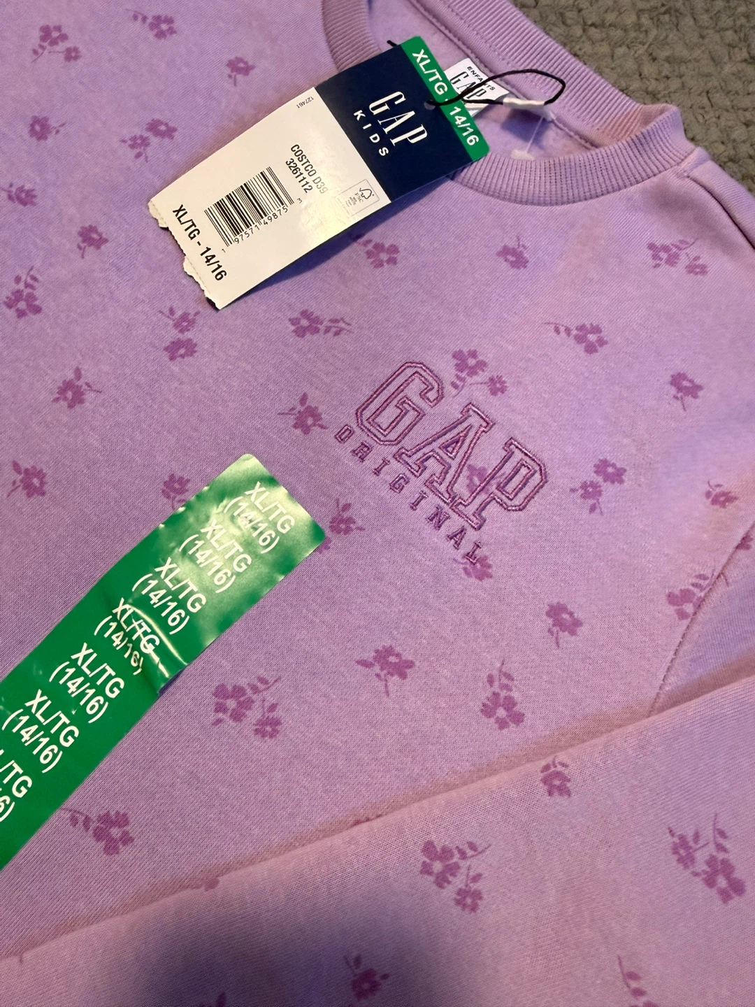 GAP Kids Purple Floral Crewneck Sweatshirt XL/TG (14/16) - photo 2