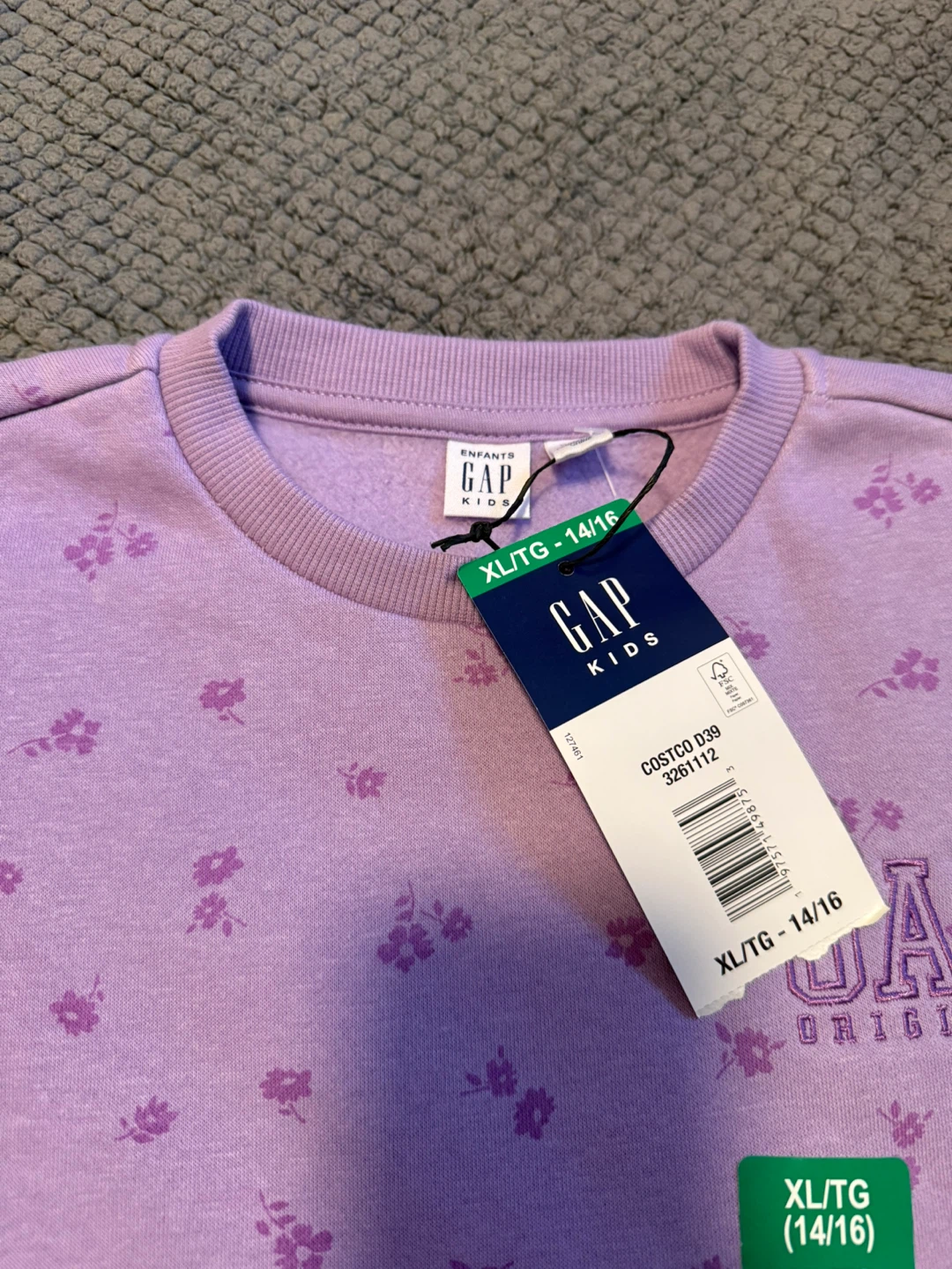 GAP Kids Purple Floral Crewneck Sweatshirt XL/TG (14/16) - photo 3