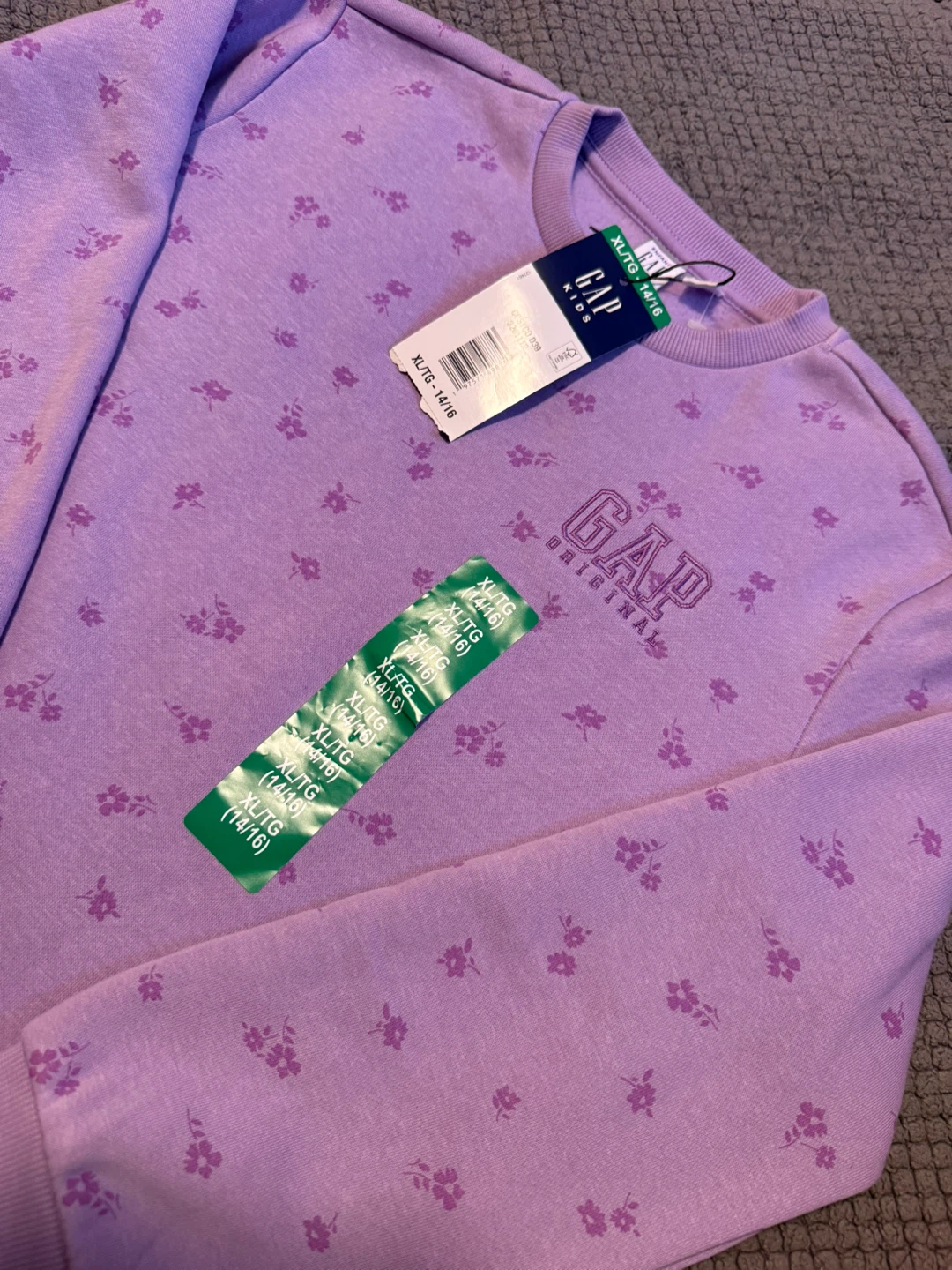 GAP Kids Purple Floral Crewneck Sweatshirt XL/TG (14/16) - photo 4