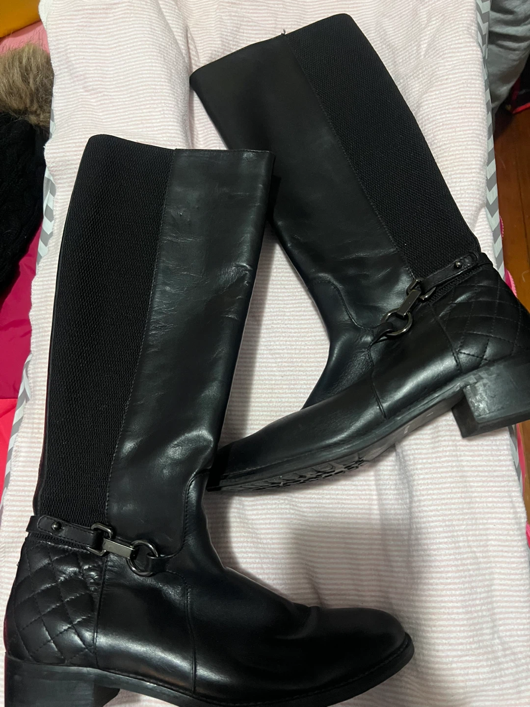 Black Leather Knee-High Boots Size 8