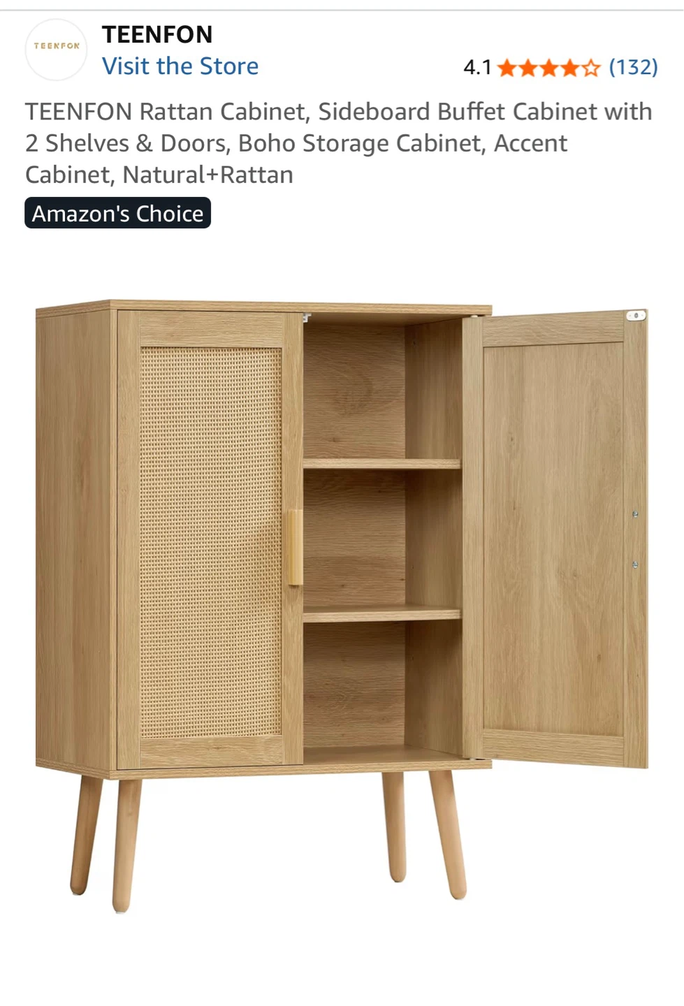 TEENFON Rattan Buffet Cabinet - photo 2
