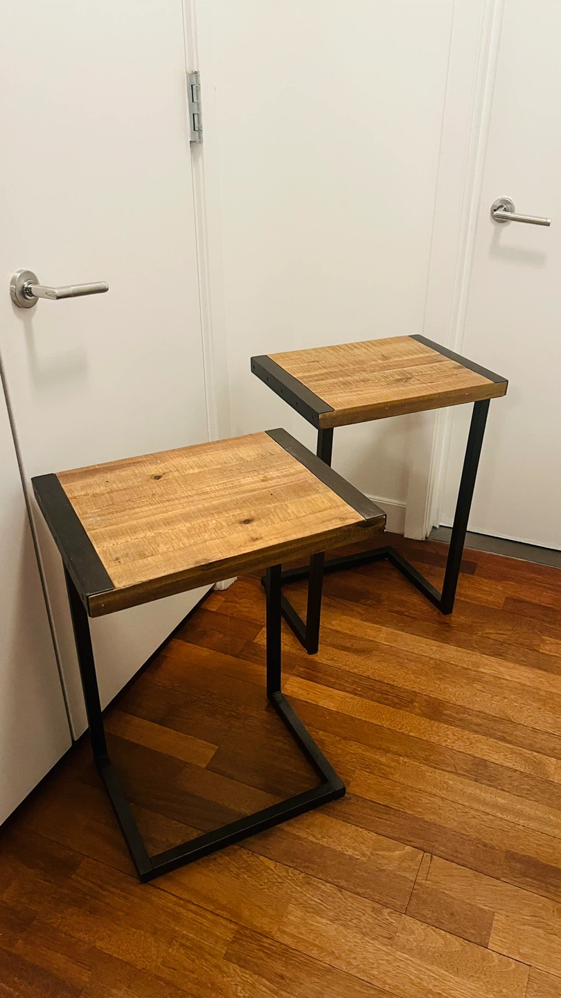 C-Table with Wooden Top (Set of 2)