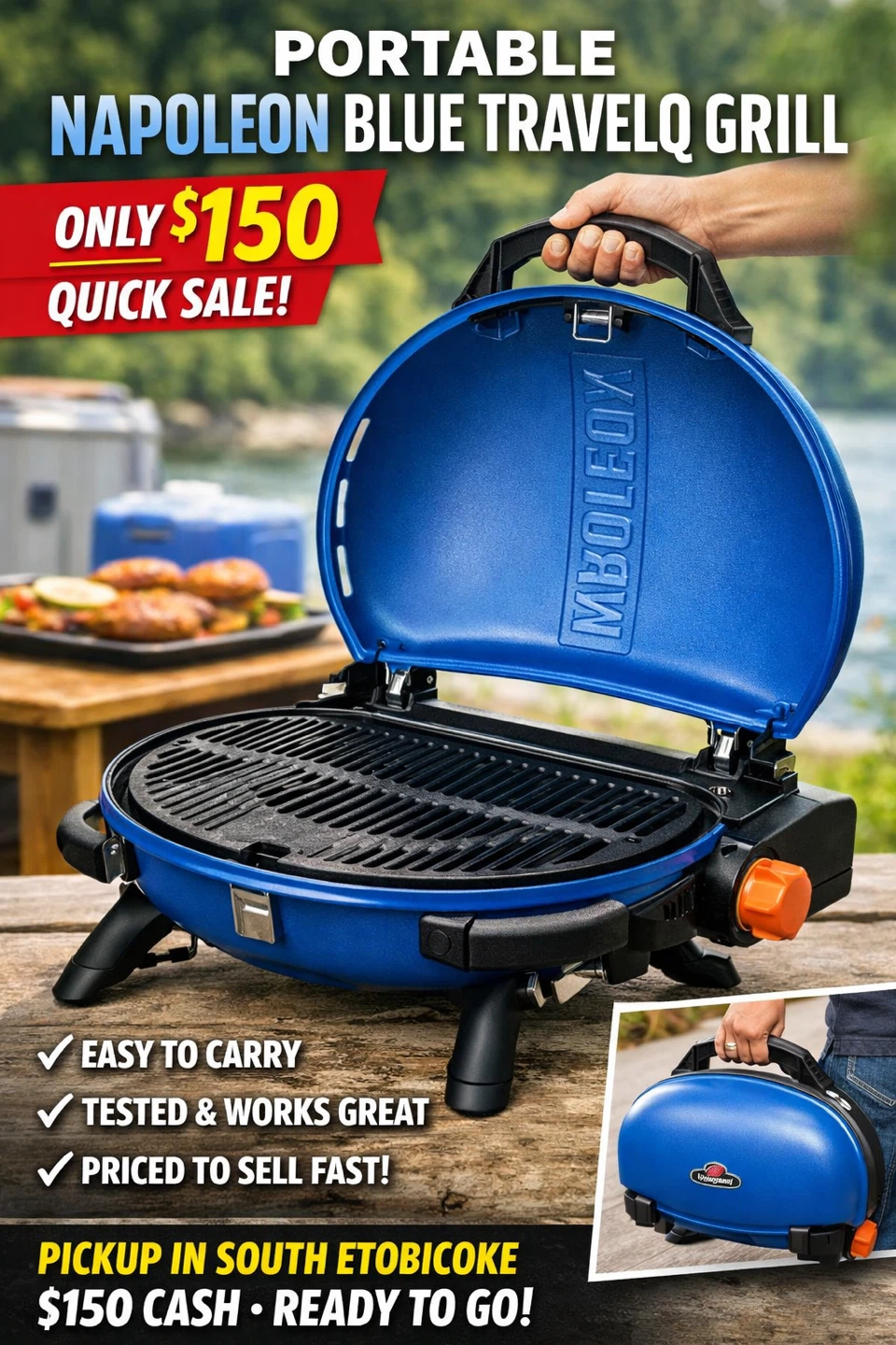 Napoleon Blue TravelQ Portable Grill - photo 2