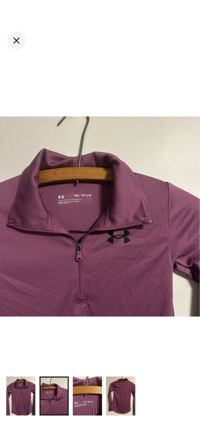 Under Armour Purple 1/4 Zip Long Sleeve Shirt YMD/JM/J-M - photo 2