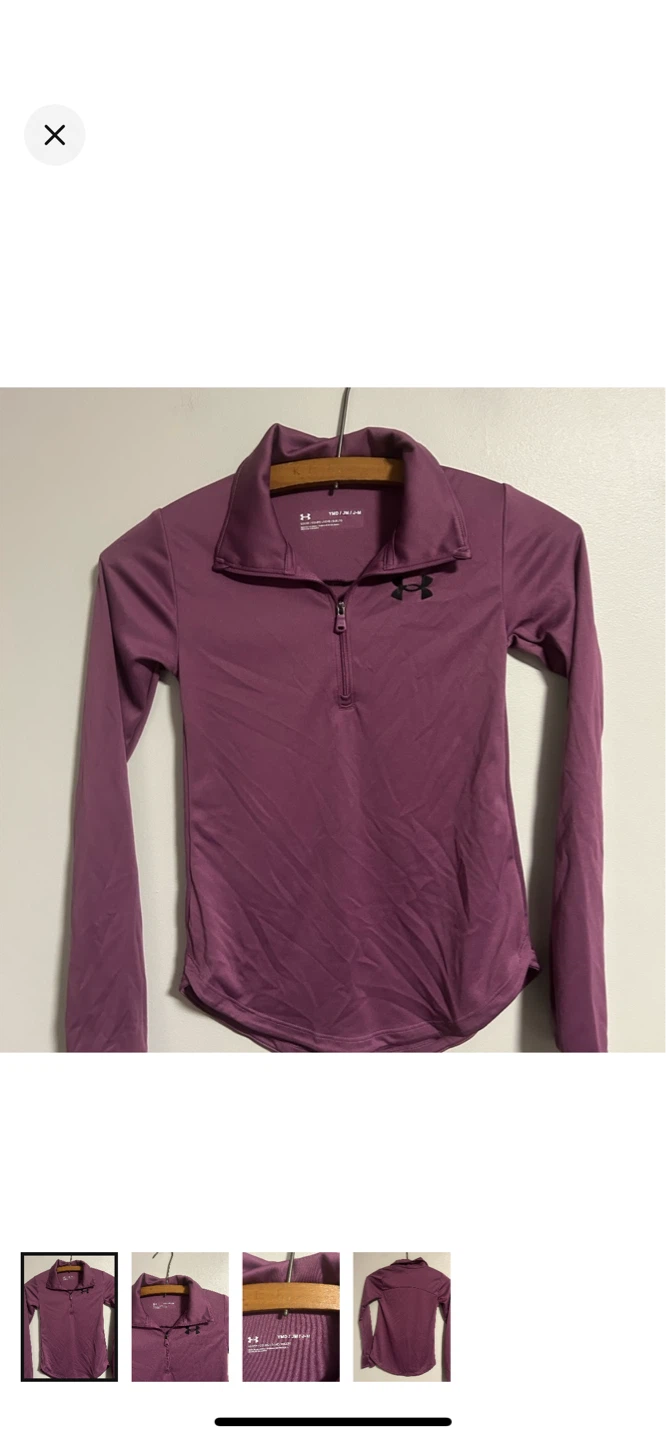 Under Armour Purple 1/4 Zip Long Sleeve Shirt YMD/JM/J-M