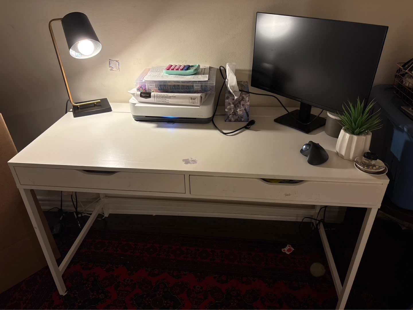 White Desk with Drawers
