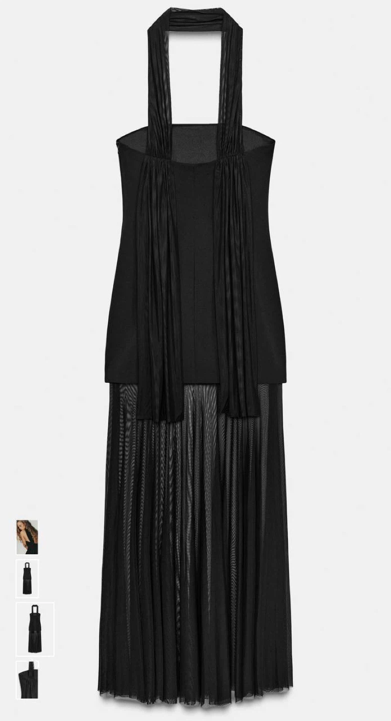 ZARA Black Evening Dress with Sheer Mesh Skirt – Size XXL - photo 5