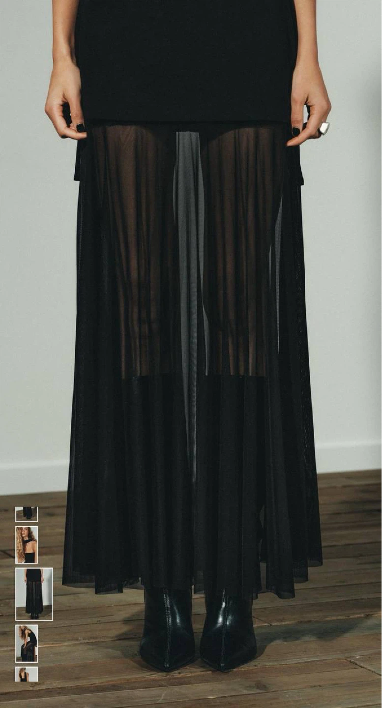 ZARA Black Evening Dress with Sheer Mesh Skirt – Size XXL - photo 3