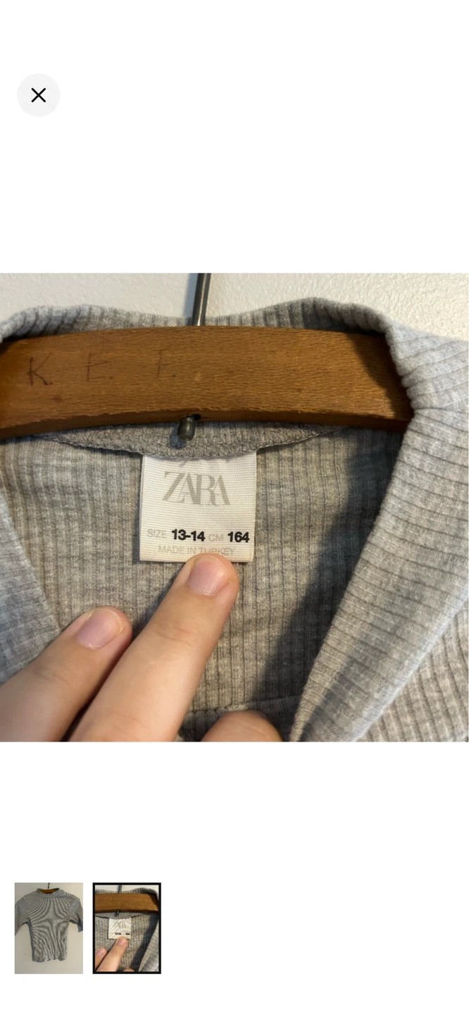 ZARA Grey Ribbed Mock Neck Top - Size 13-14 Years - photo 2