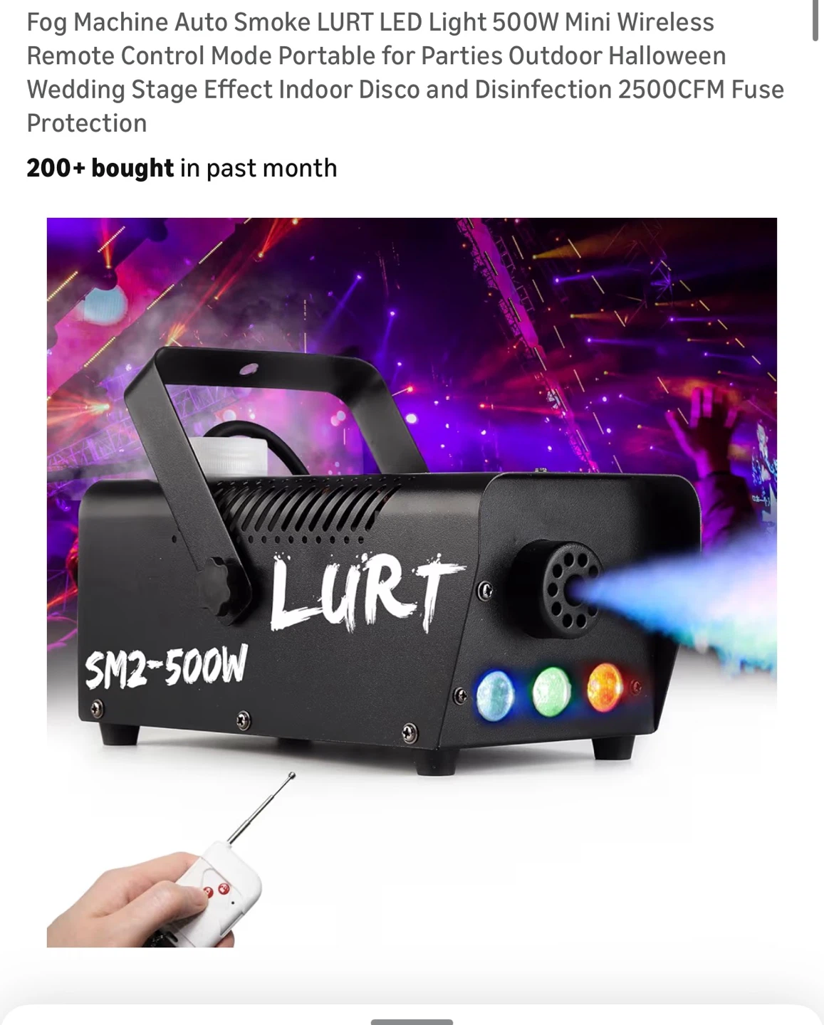 LURT SM2-500W Fog Machine with Remote
