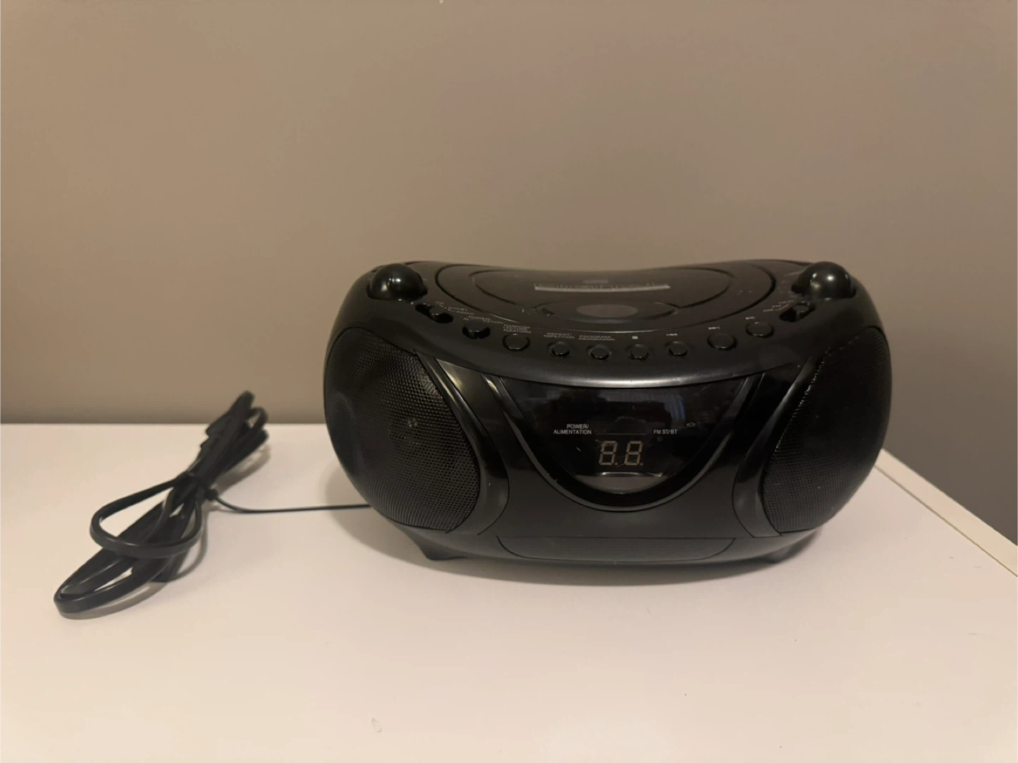 Black Portable CD Player Boombox with AM/FM Radio