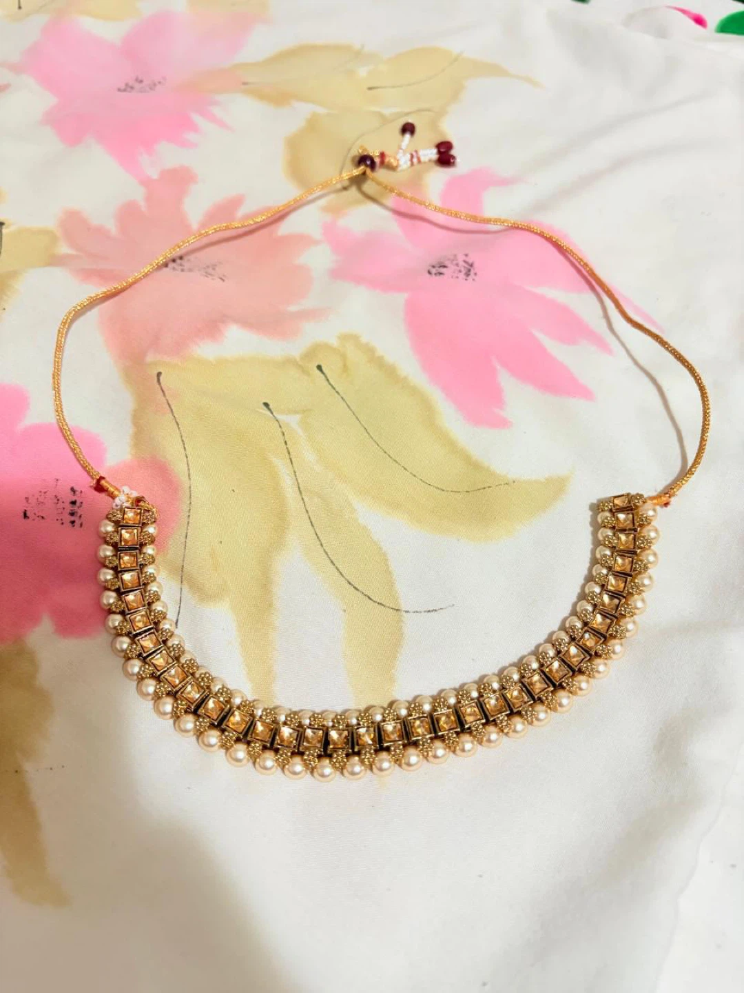 Gold-toned Pearl and Jewel Choker Necklace - photo 3