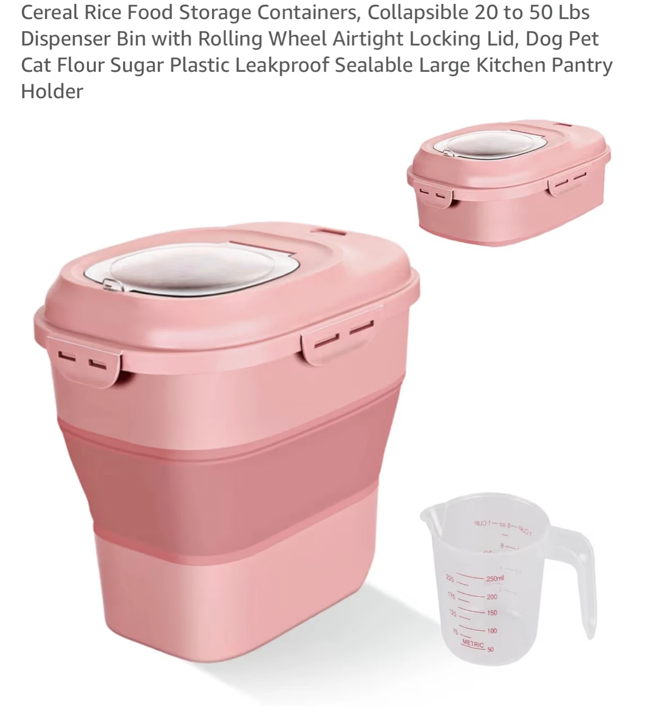 Collapsible Food Storage Bin with Rolling Wheel