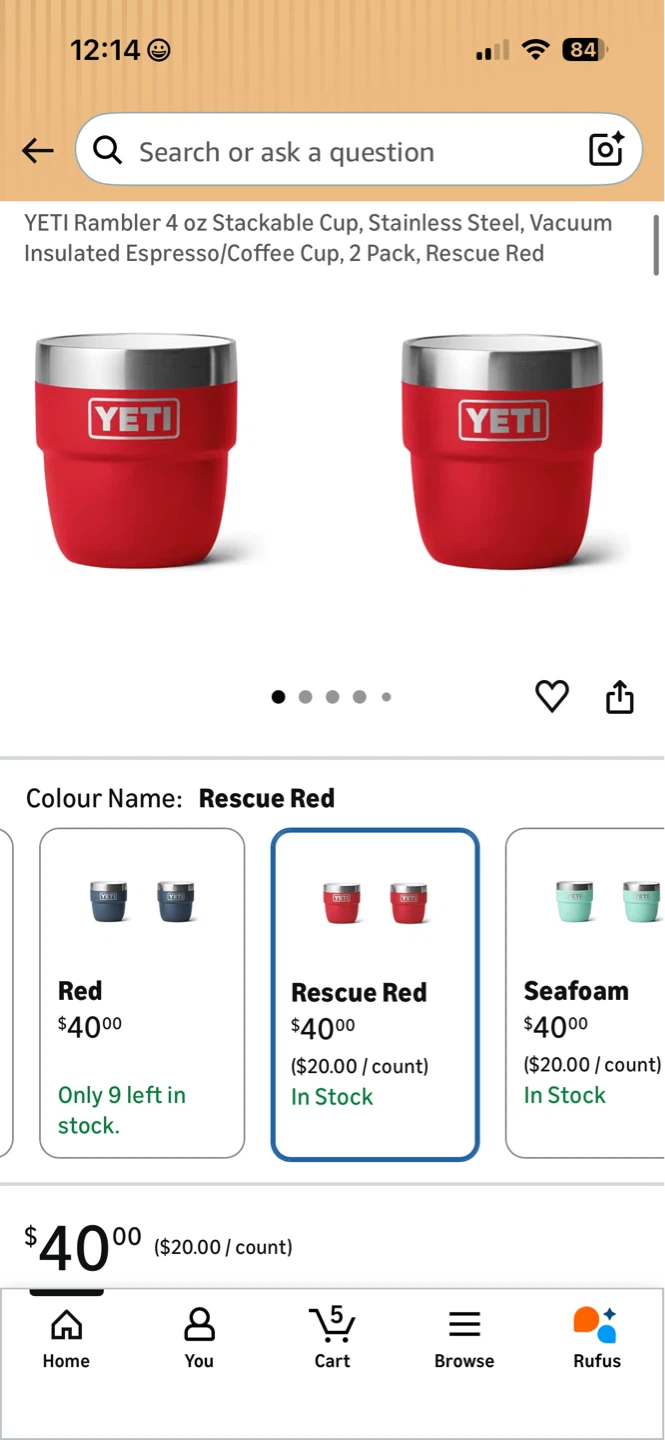 YETI Rambler Stackable Cups - 4 oz - Rescue Red