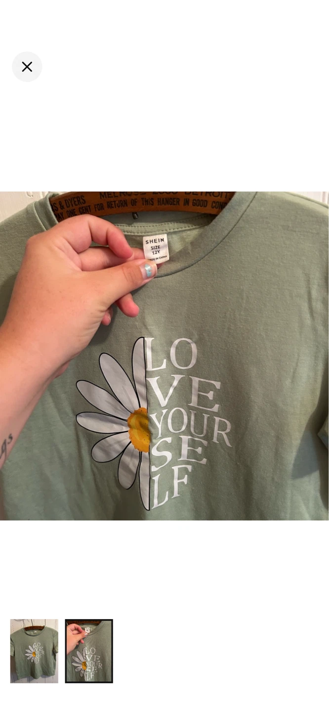 SHEIN Green Daisy "Love Yourself" Graphic T-Shirt - Size 12 - photo 2