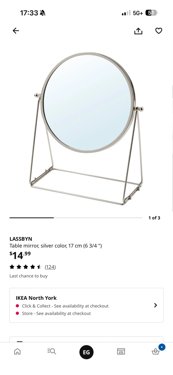 IKEA LASSBYN Table Mirror - Silver
