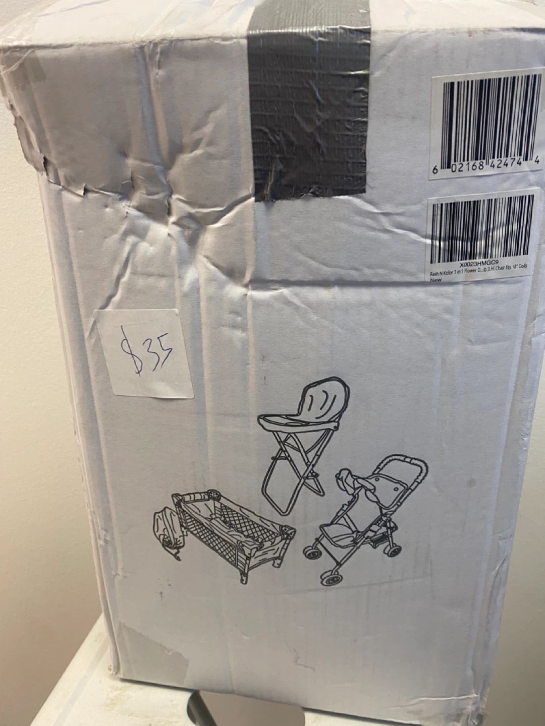 Kids Doll 3-in-1 Pram, Stroller, High Chair Playset