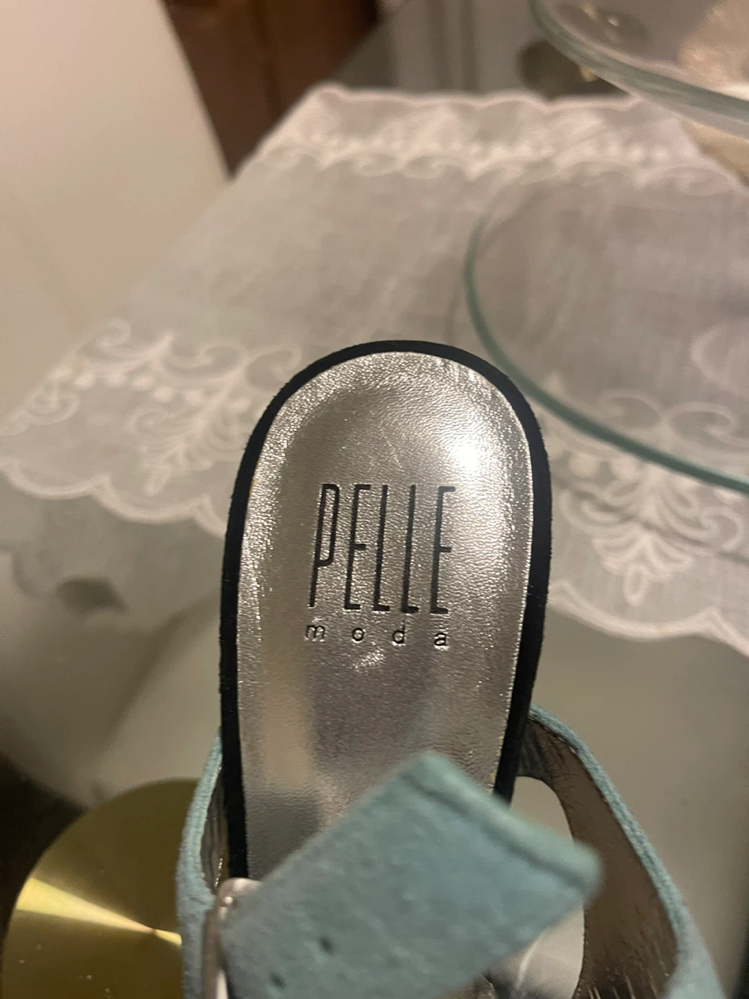 Pelle Moda Black and Teal Suede Platform Heels - photo 5