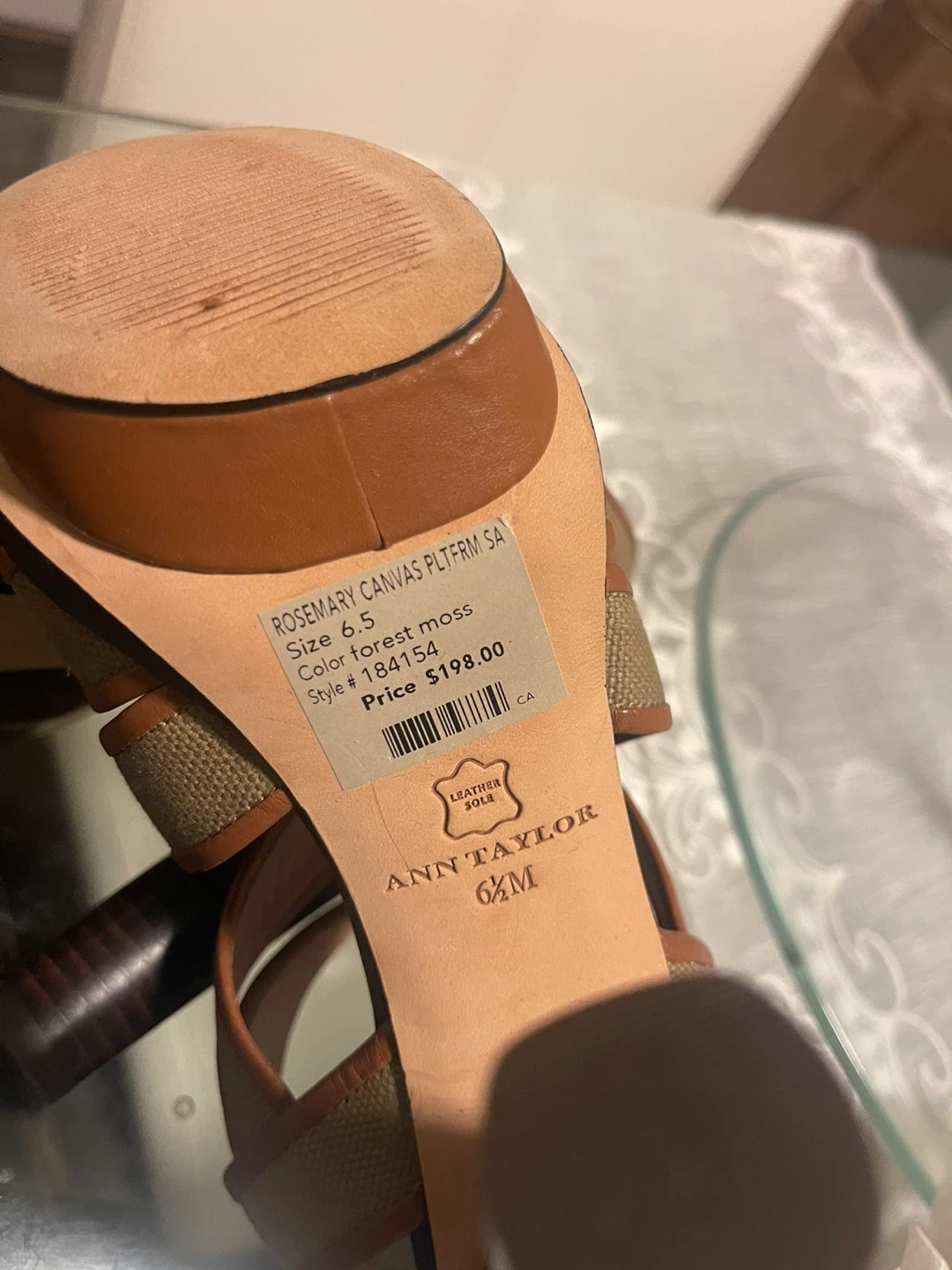 Ann Taylor Rosemary Canvas Platform Sandals Size 6.5