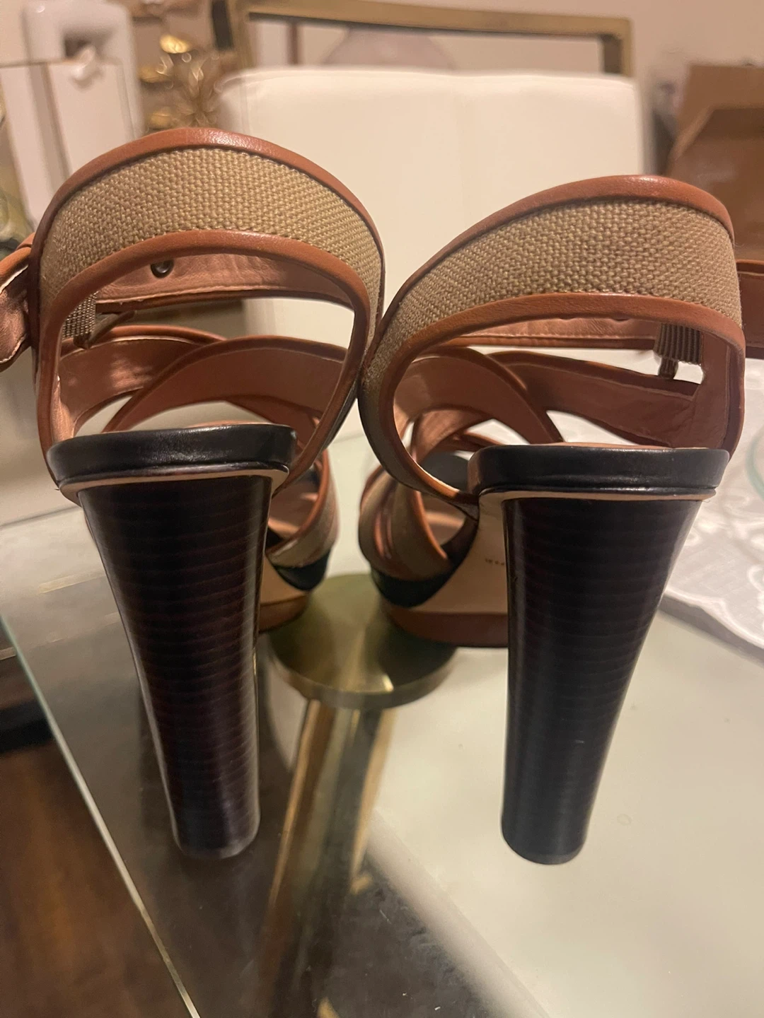 Ann Taylor Rosemary Canvas Platform Sandals Size 6.5 - photo 3