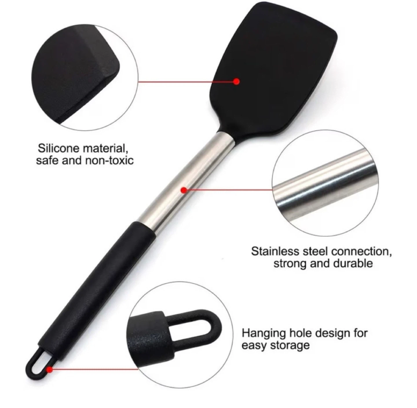 2 pcs silicone spatulas, 1 slotted, new - photo 3