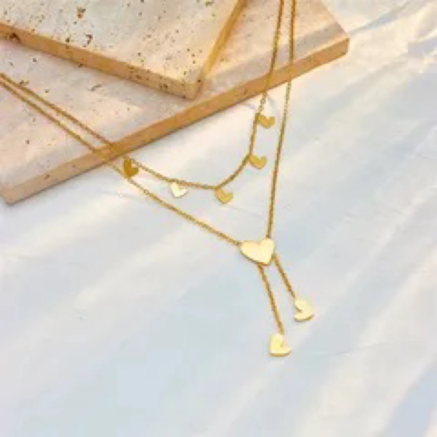 18K Gold Plated Heart Tassel Layered Necklace - photo 2