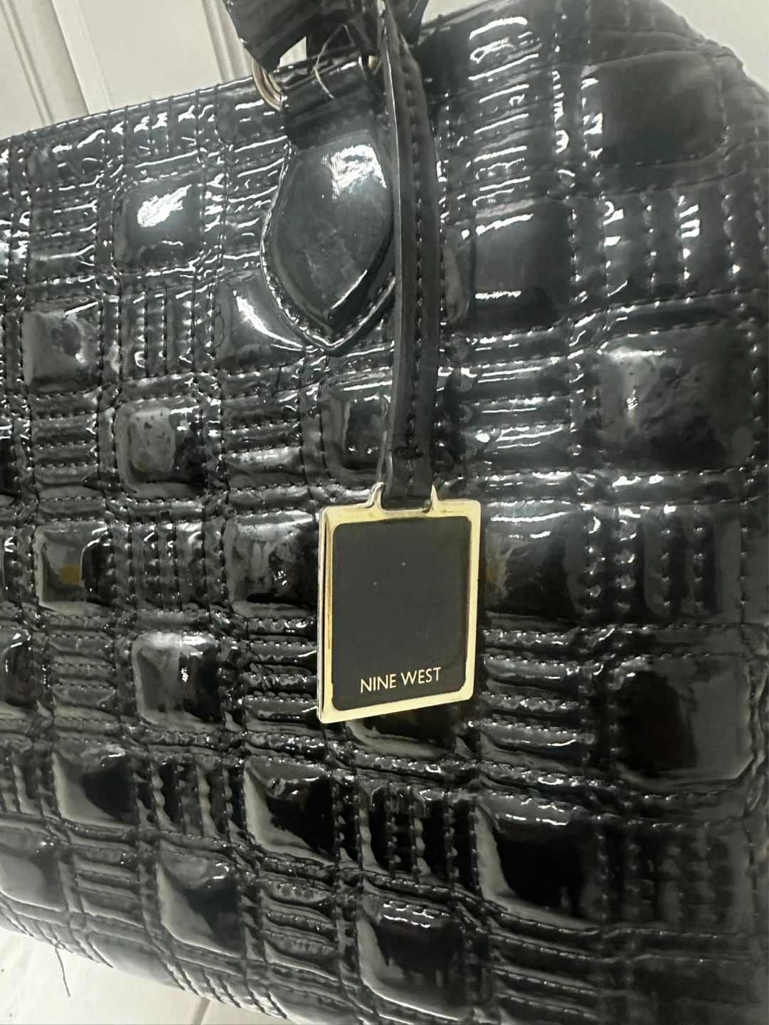 y2k Nine West Black Patent Quilted Handbag - photo 2