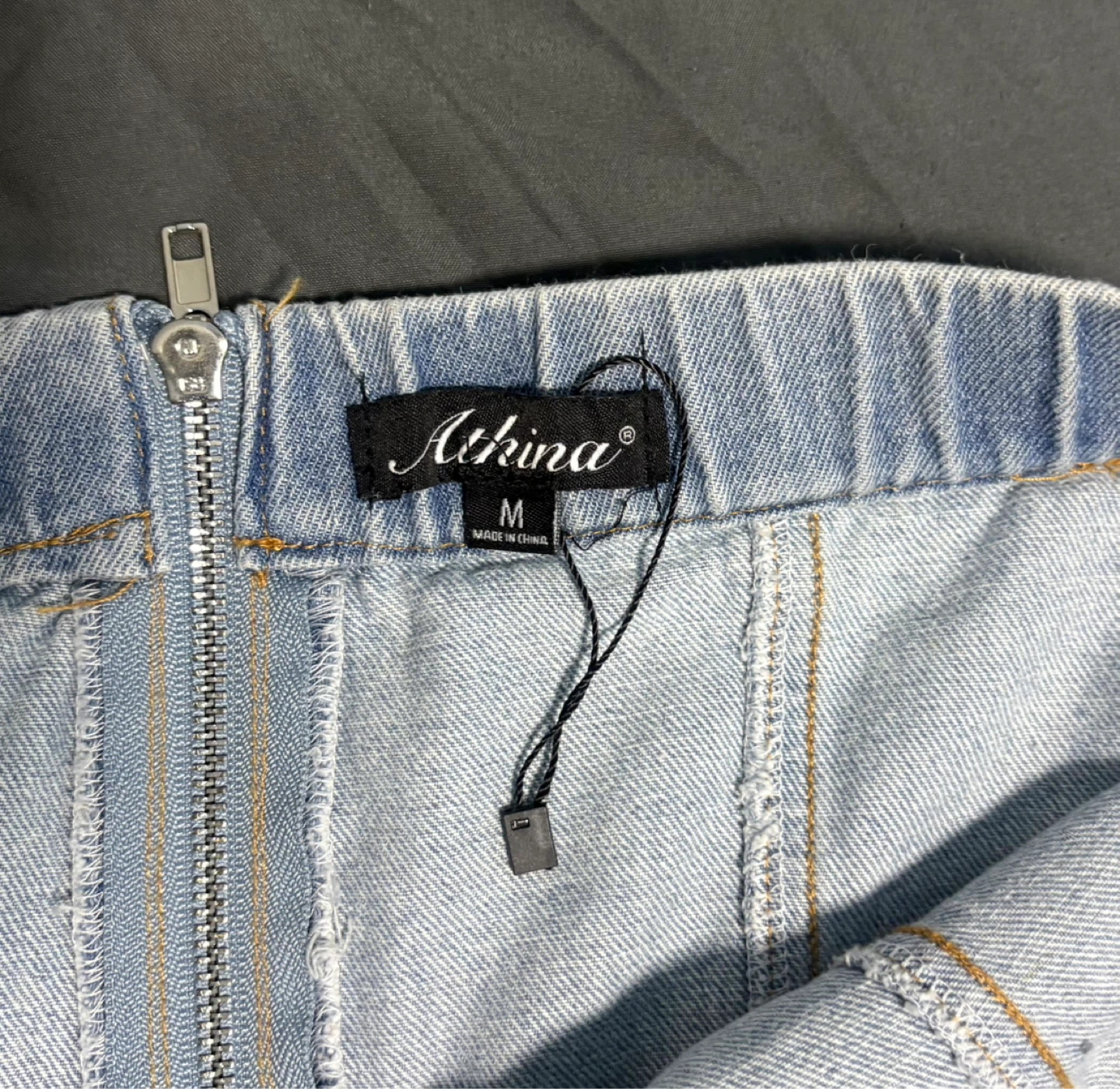 Athina Denim Romper with Orange Rope Detail Size M - photo 2