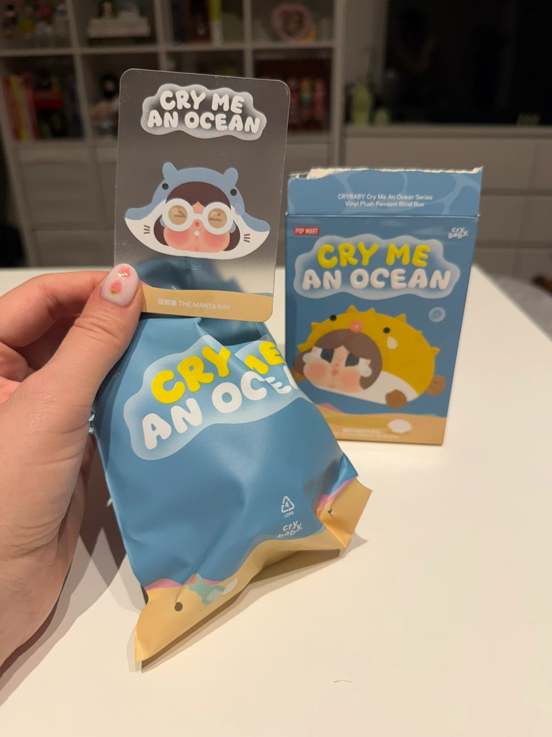 CRYBABY Cry Me An Ocean Plush Pendant — Manta Ray (POPMART)