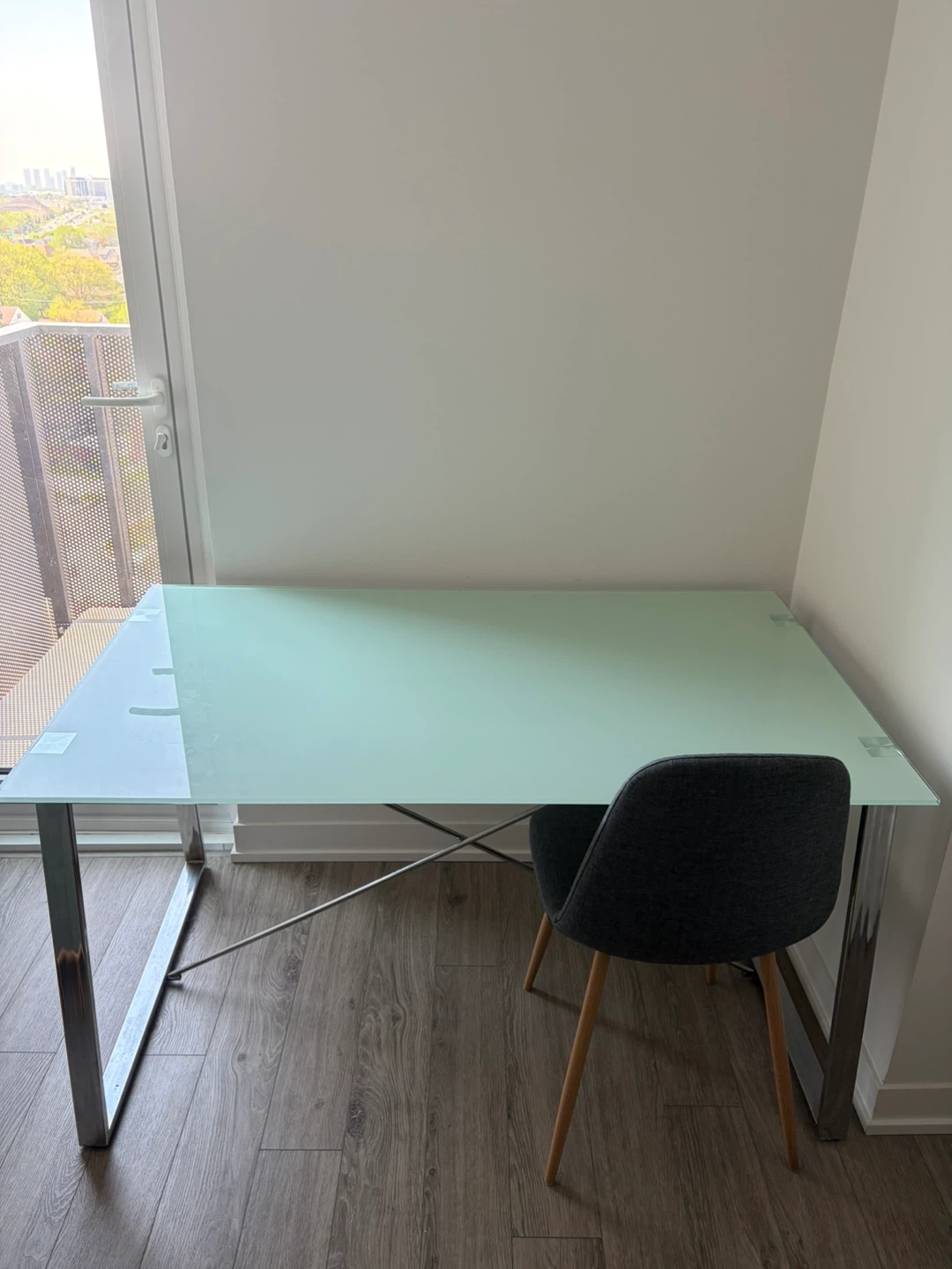 Glass Top Desk with Metal Frame