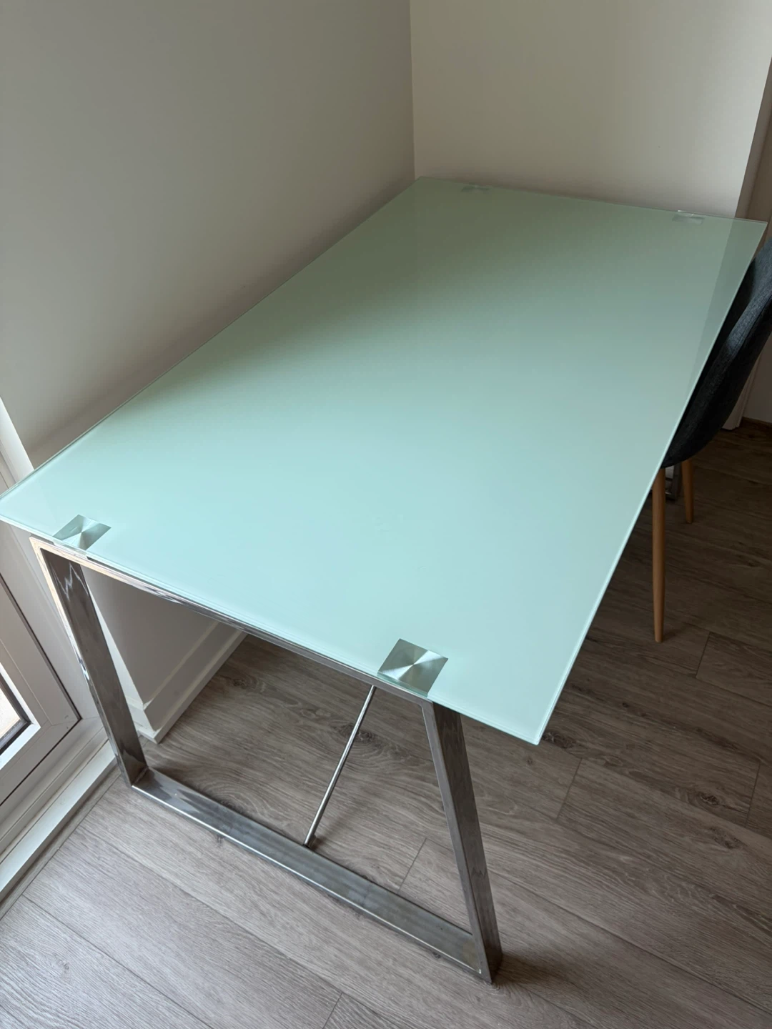 Glass Top Desk with Metal Frame - photo 2