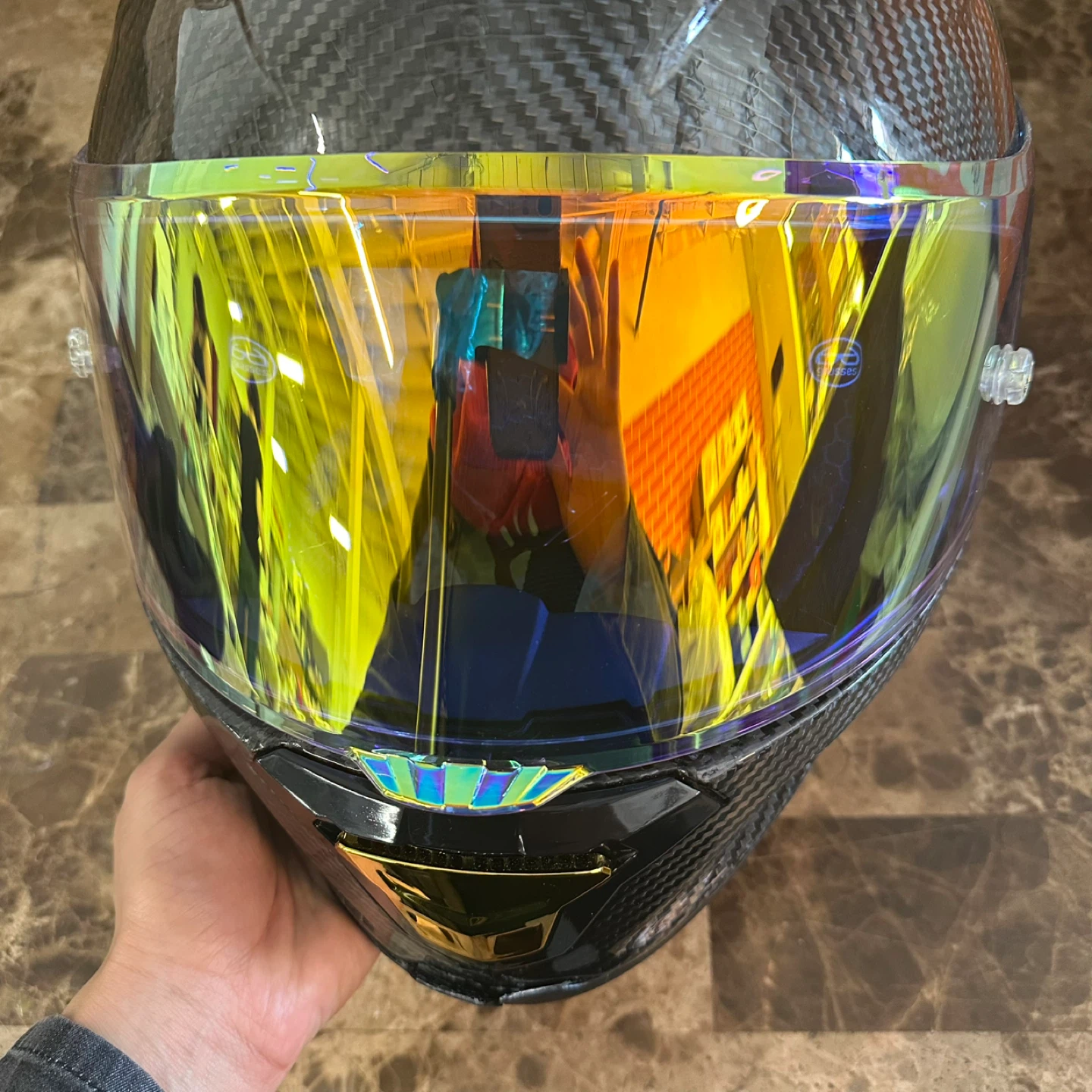 Carbon Fibre Motorcycle Helmet with Visor - photo 2