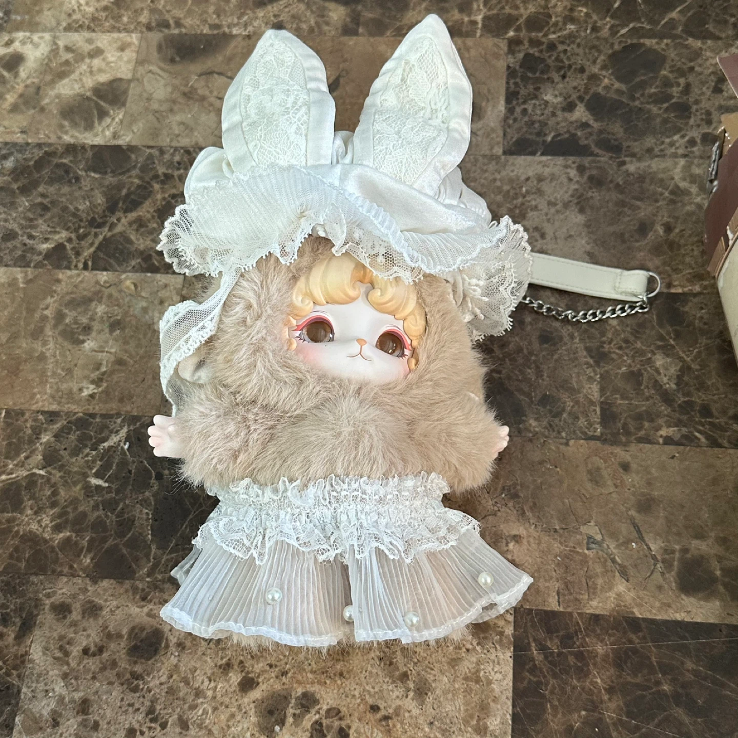 Furry Doll with Bunny Ears Outfit