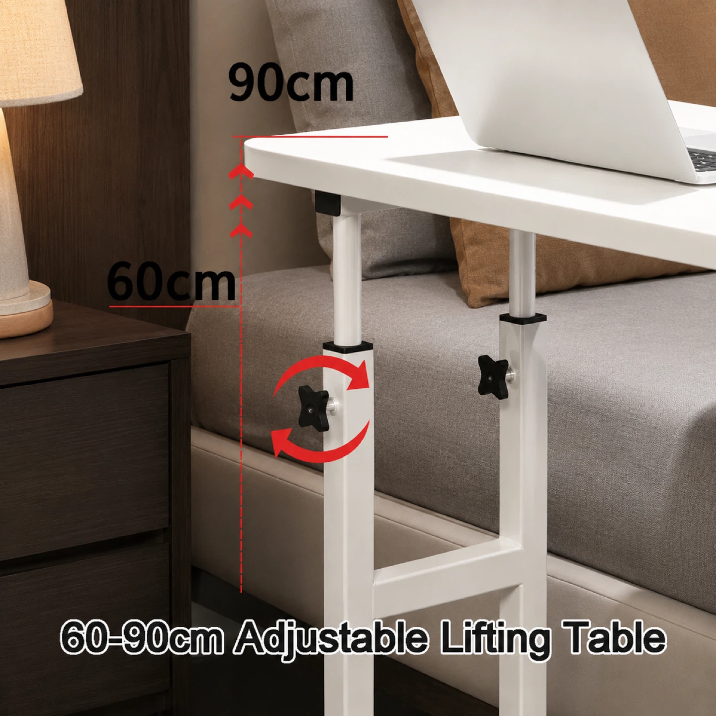 Adjustable Height Rolling Table with Shelves - photo 5
