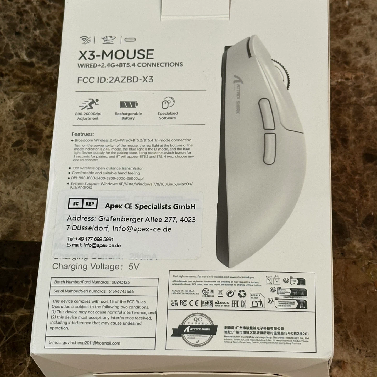 Attack Shark PAW-3395 X3 Wireless Gaming Mouse - photo 3