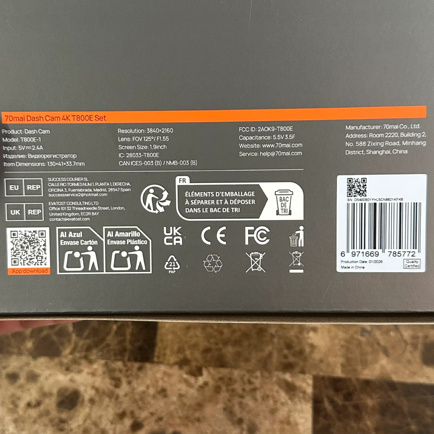 70mai Dash Cam 4K T800E Set - photo 3