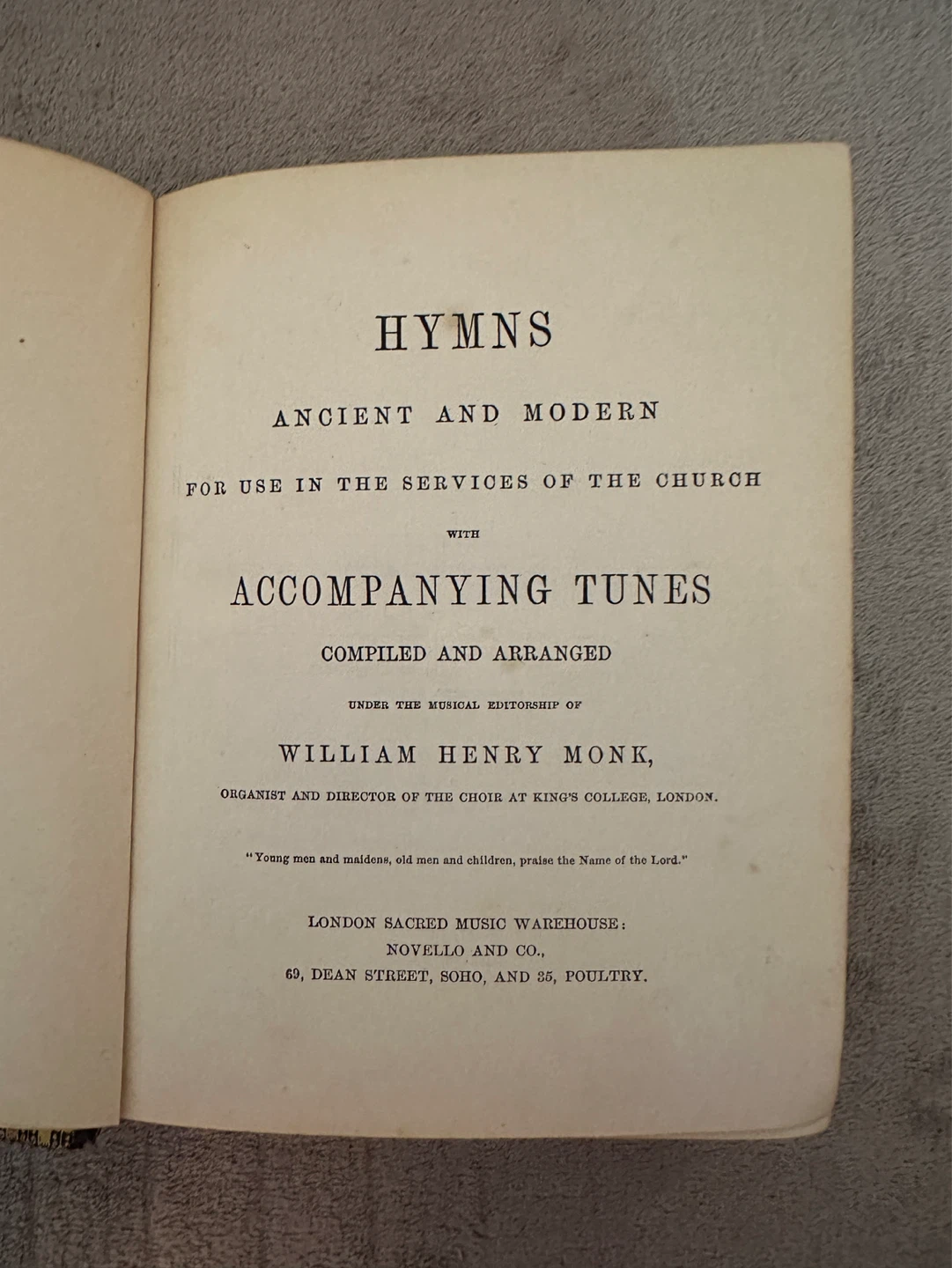 ANTIQUE Hymns Ancient and Modern with Accompanying Tunes Book
