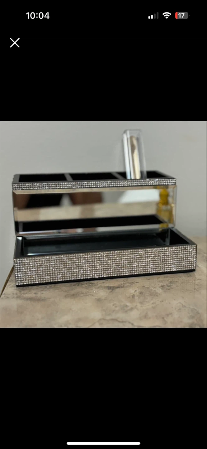 Mirrored Makeup Organizer with Rhinestones
