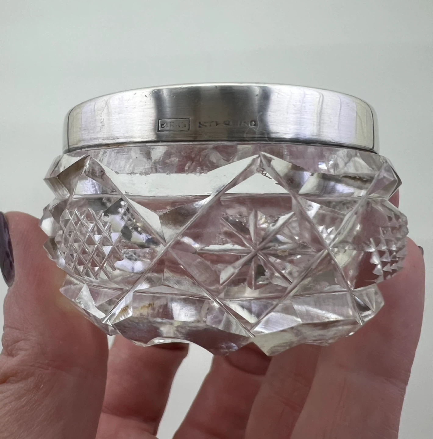Vintage Sterling Silver and Crystal Salt Cellars - photo 2