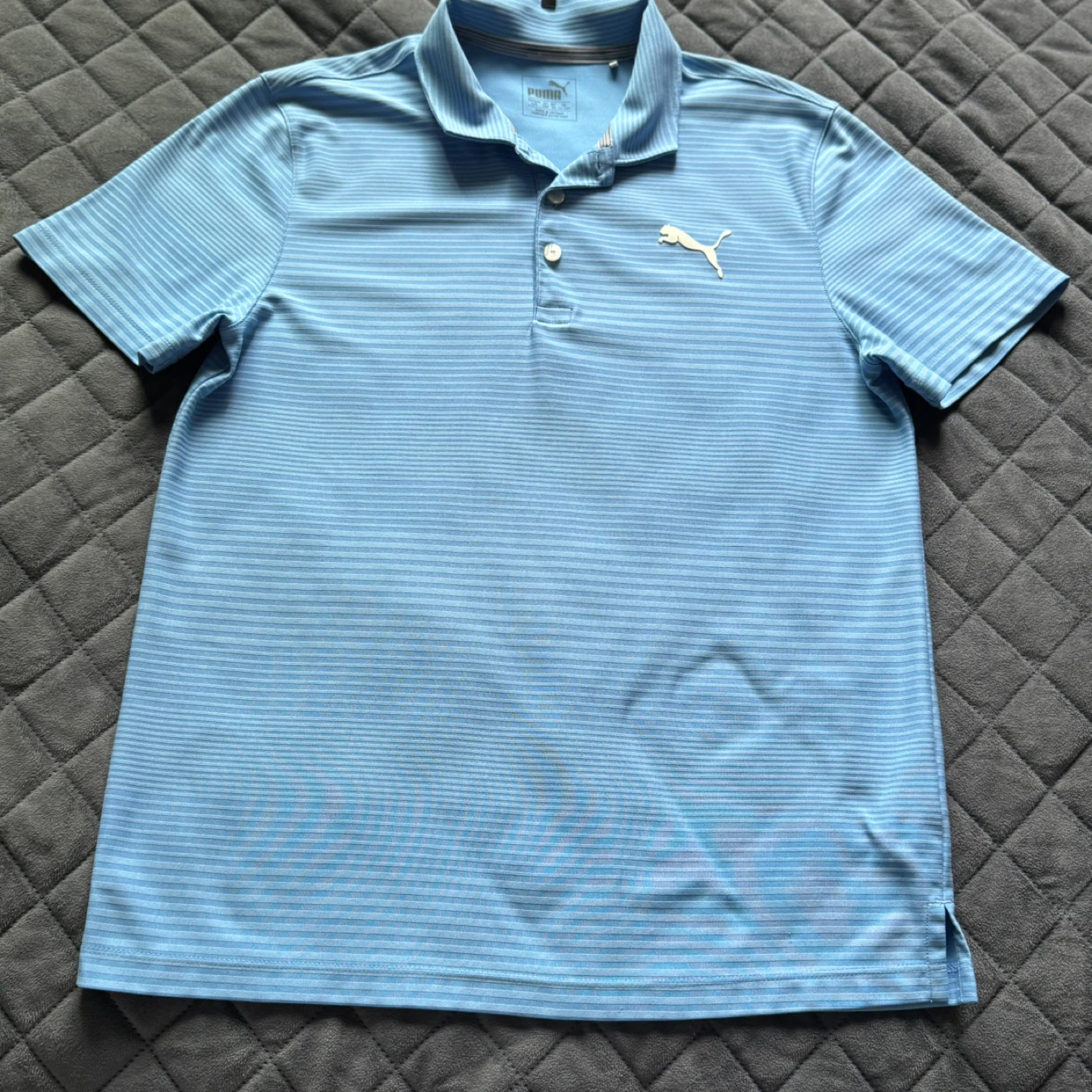 Puma Blue Striped Golf Polo Shirt Youth Boys Large - photo 2