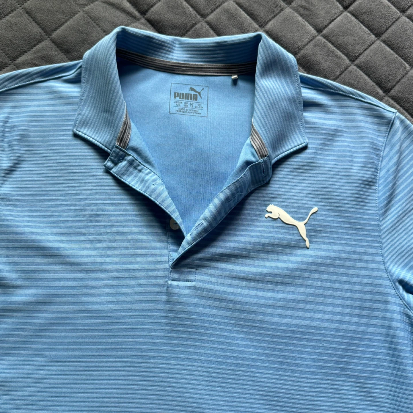Puma Blue Striped Golf Polo Shirt Youth Boys Large - photo 3