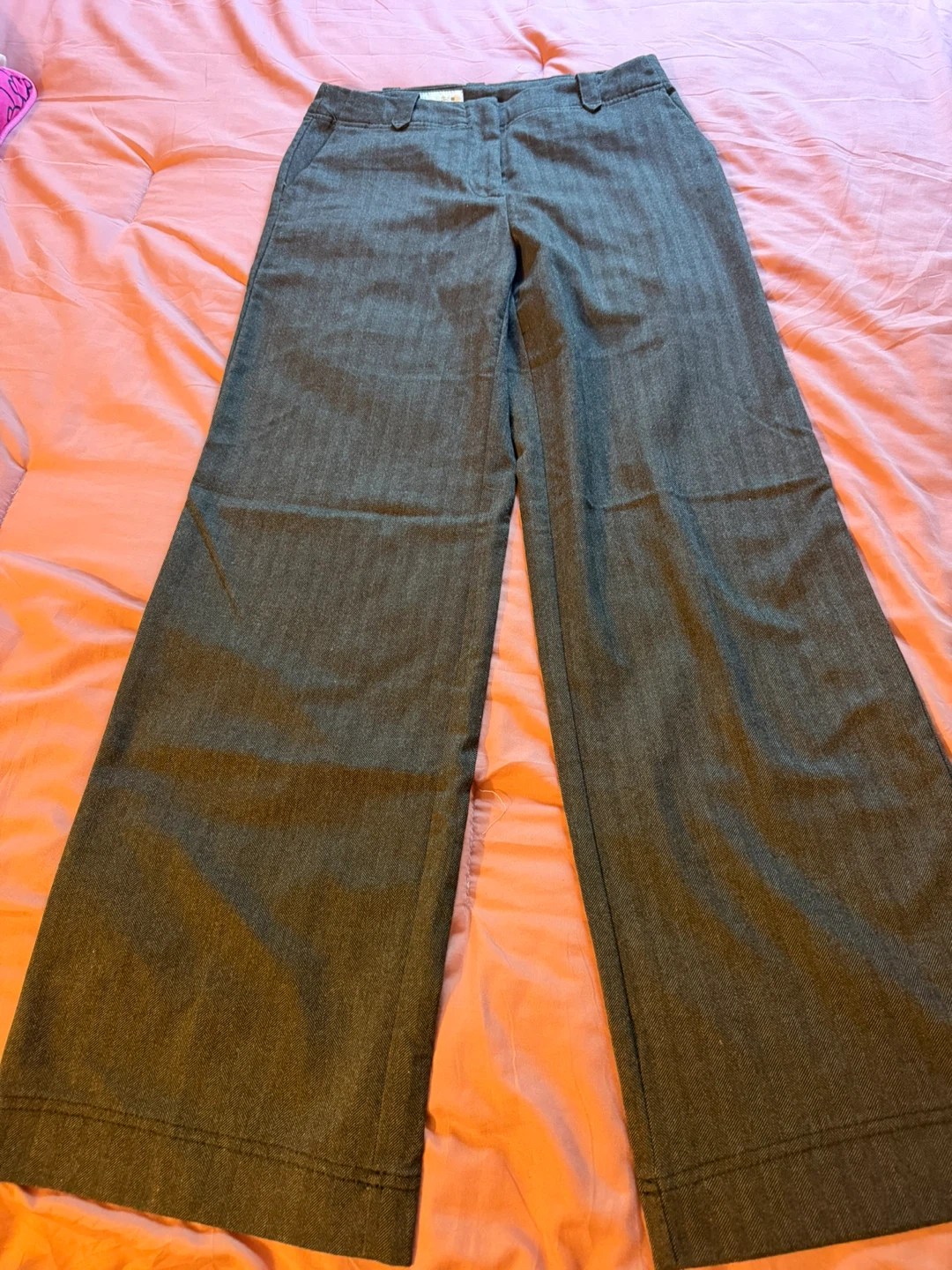 ZARA Women's Grey Herringbone Wide-Leg Pants Size S - photo 2
