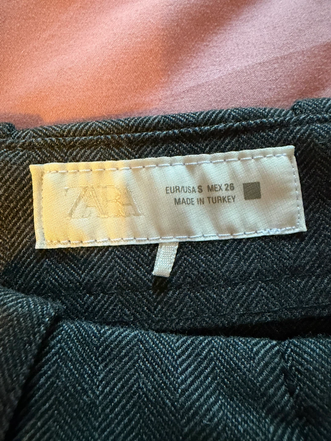 ZARA Women's Grey Herringbone Wide-Leg Pants Size S - photo 5