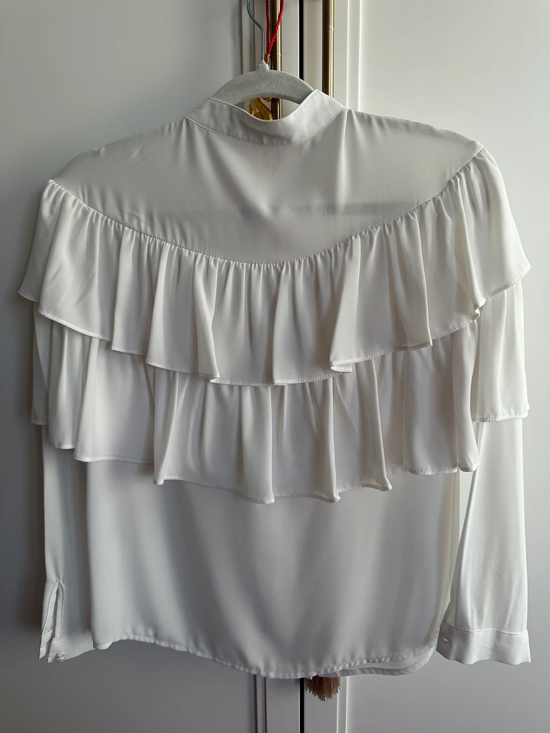 White Simplee Ruffle Blouse - Size S - photo 2