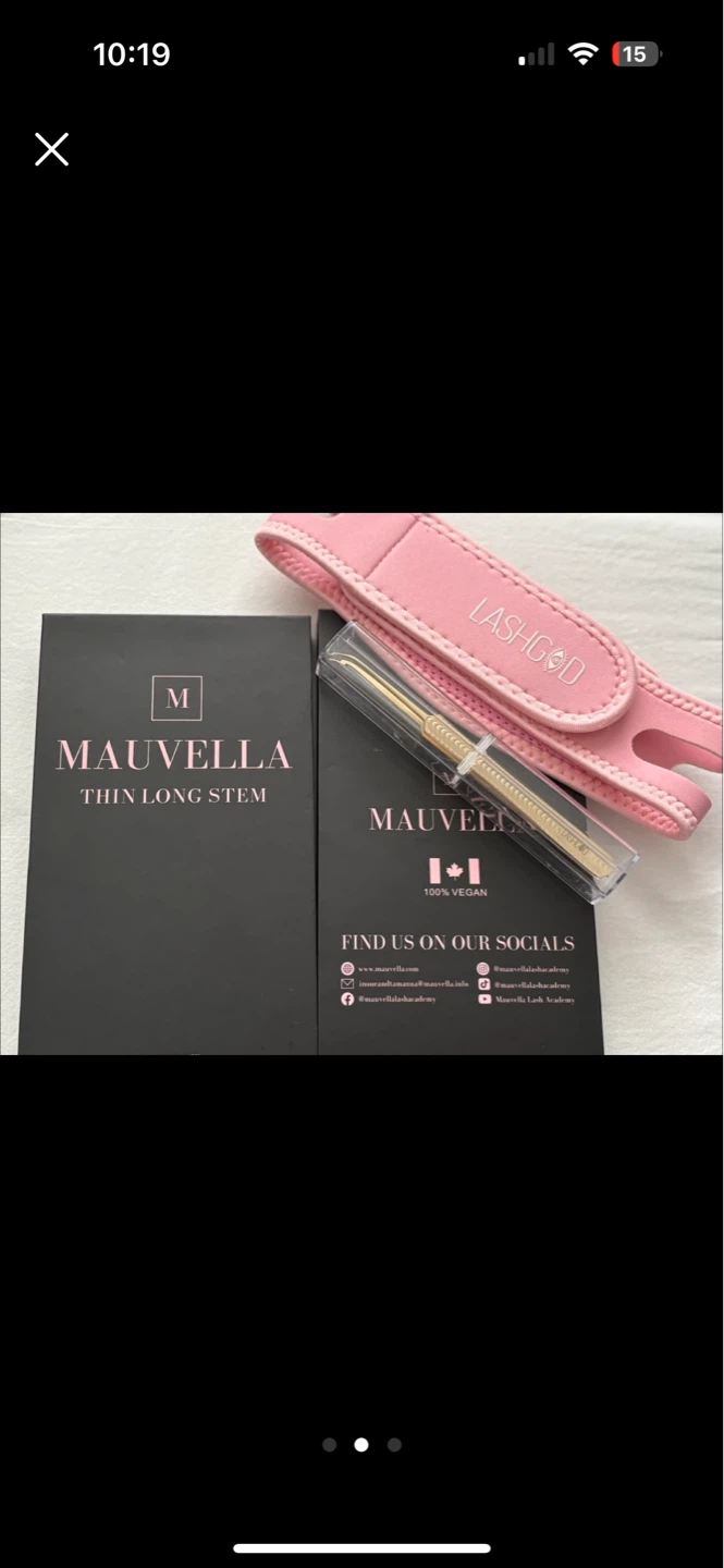 Mauvella Thin Long Stem Lashes with LashGod Band & Tweezers