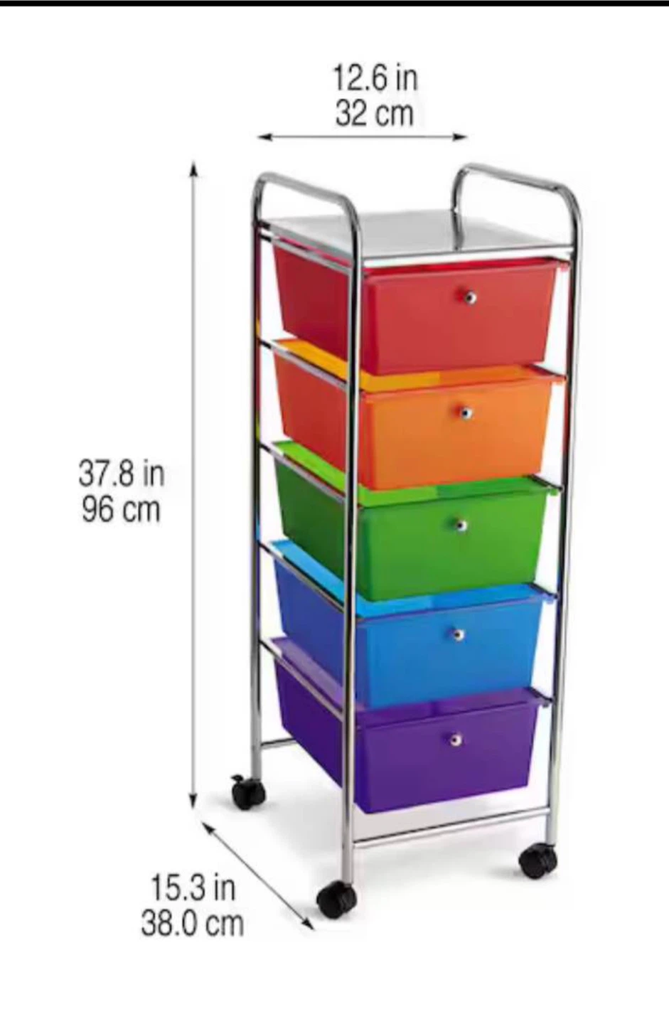 5-Drawer Rolling Storage Cart